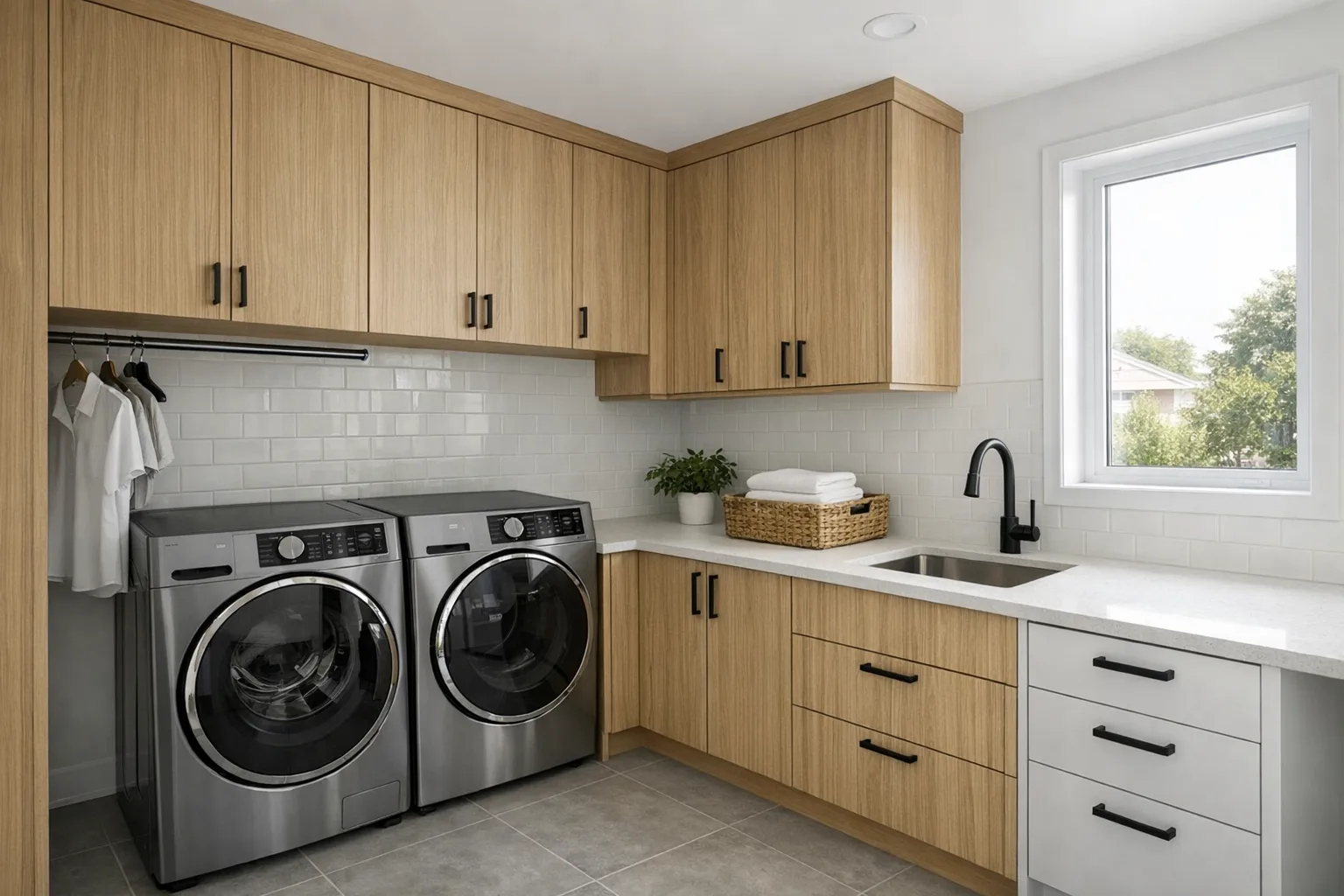 Custom laundry room project in Laval