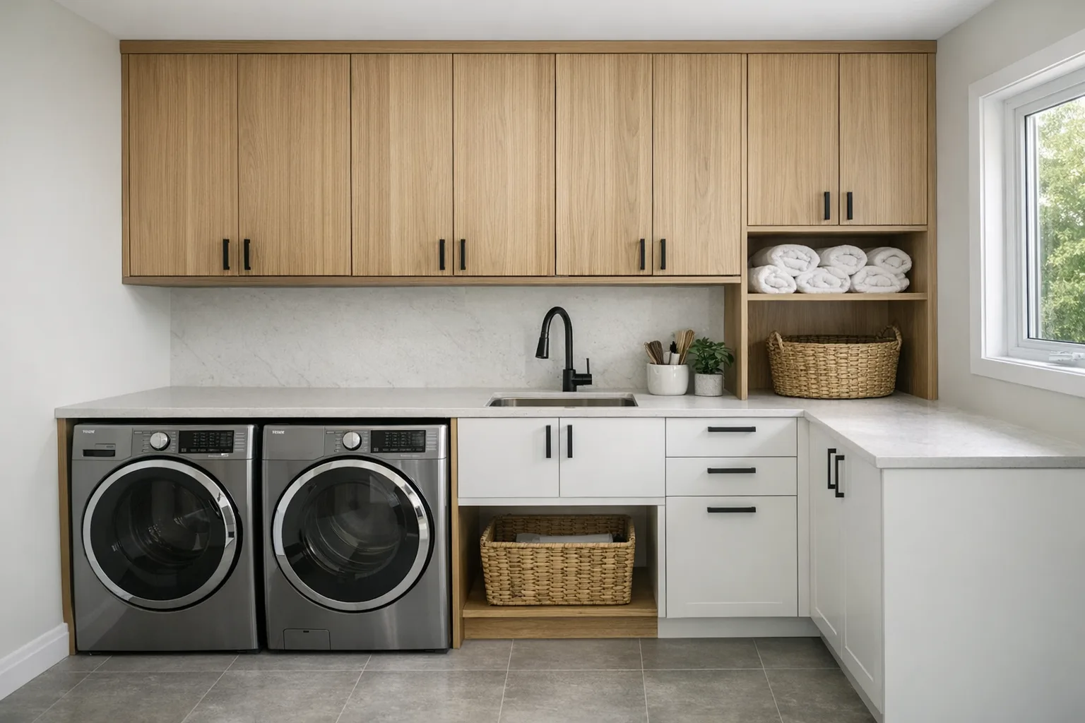 Custom laundry room project on the South Shore